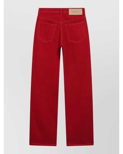 AMI Red Denim Jeans Mid Rise Casual Pattern