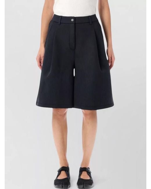 Nike Blue Pleated Mid-Rise Bermuda Shorts