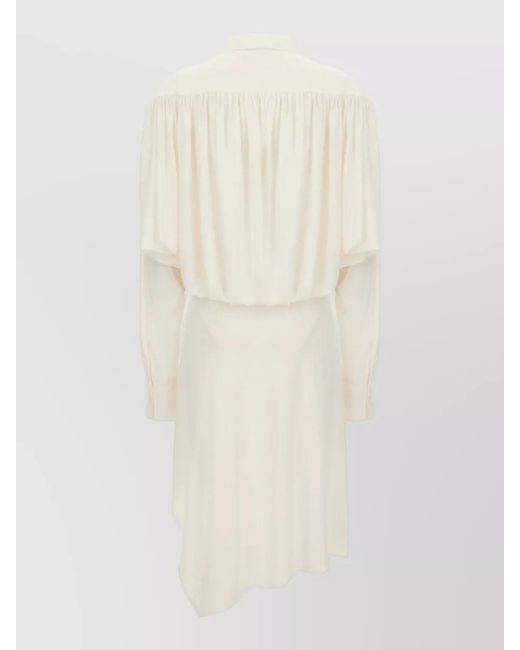 Coperni White Stretch Polyester Dress Asymmetrical Hem Belted Waist
