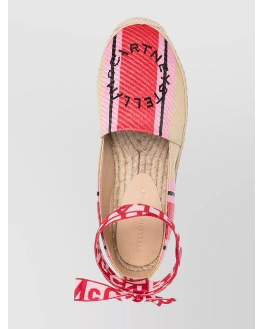 Stella McCartney Pink Leather Striped Espadrilles