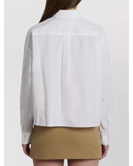 Frankie Shop White Arlen Boxy Cropped Cotton Shirt