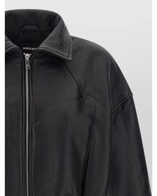 ROTATE BIRGER CHRISTENSEN Black Cropped Jacket Collared Neck Long Sleeves