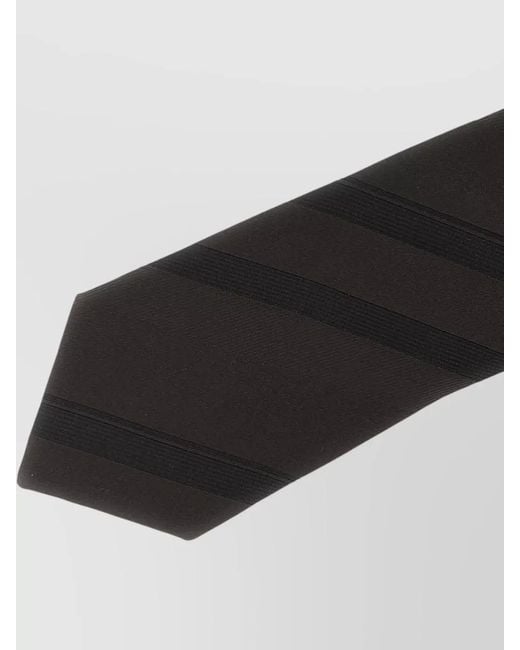 Brunello Cucinelli Black Regimental Pure Silk Slim Tie for men