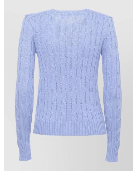 Ralph Lauren Blue Cable-Knit Cotton Crew-Neck Long-Sleeve Jumper