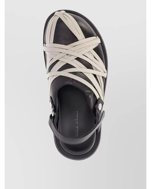 Rick Owens Black Open Toe Flat Sole Lightweight Slides for men