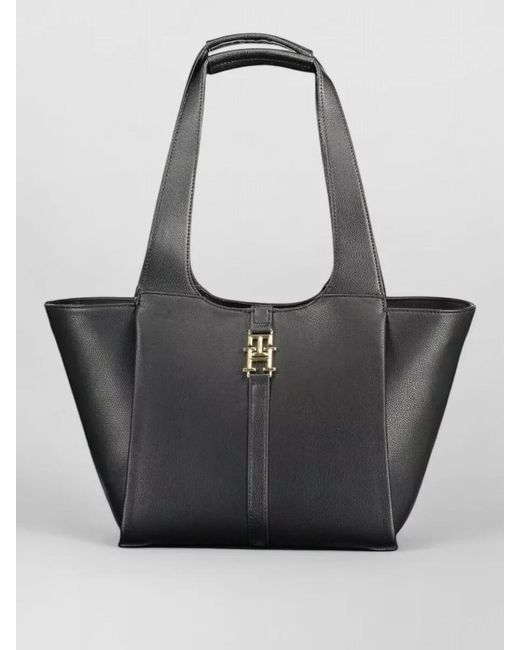 Tommy Hilfiger Gray Leather Tote Bag