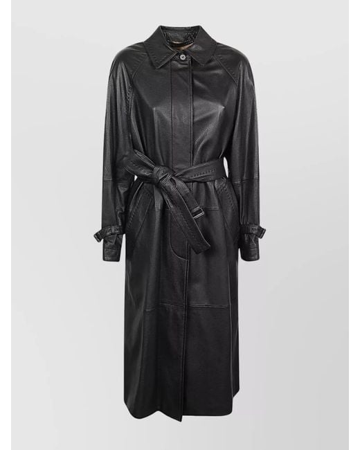 Max Mara Black Bellico Belted Trench Coat