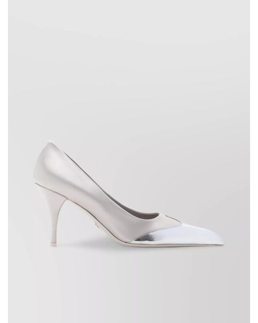 Prada White Viscose Silk Stiletto Pumps