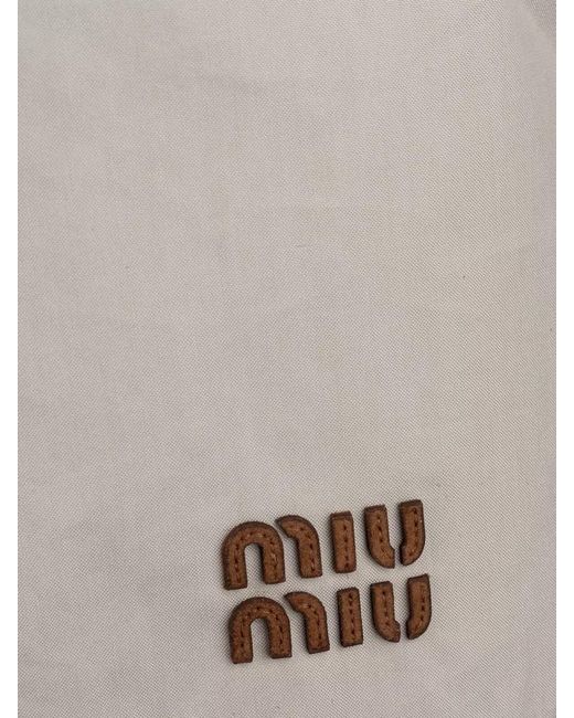Miu Miu Natural Drawstring Shorts Elastic Waistband Design