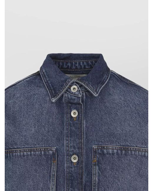 Studio Nicholson Blue Cotton Denim Long-Sleeve Shirt