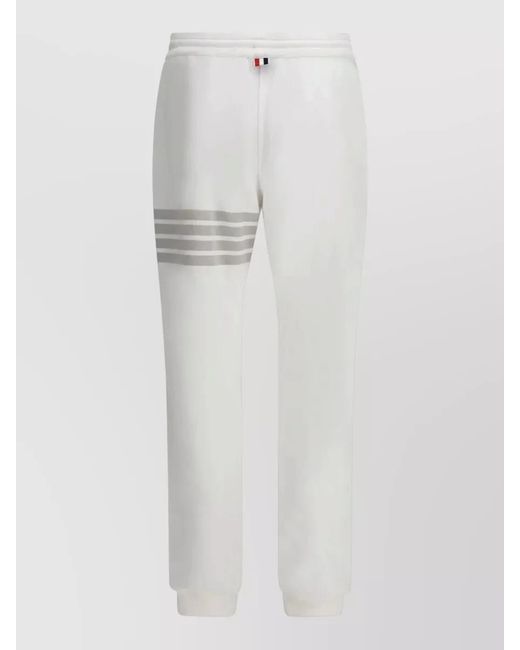 Thom Browne White Sweatpants Loopback 4 Bar Side Stripes for men