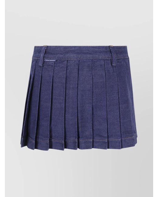 7 For All Mankind Blue Denim Pleated Mini Skirt