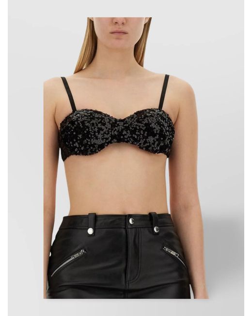 Moschino Black Sequined Cropped Top