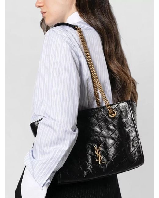 Saint Laurent Black Niki Small Leather Tote Bag