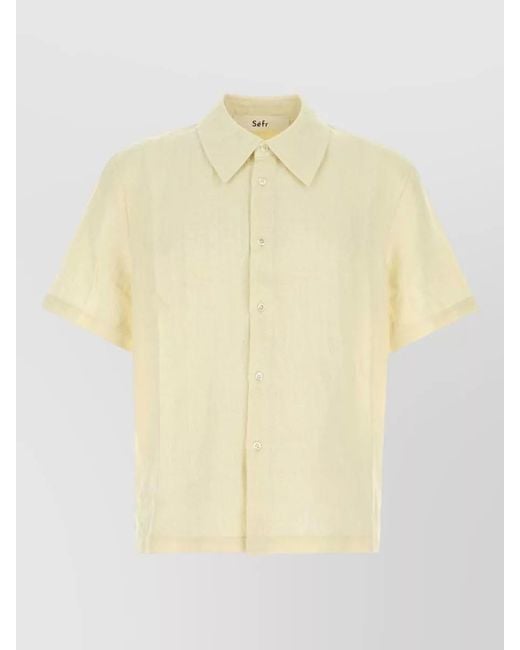 Séfr Yellow Linen Cotton Short Sleeve Dayot Shirt for men