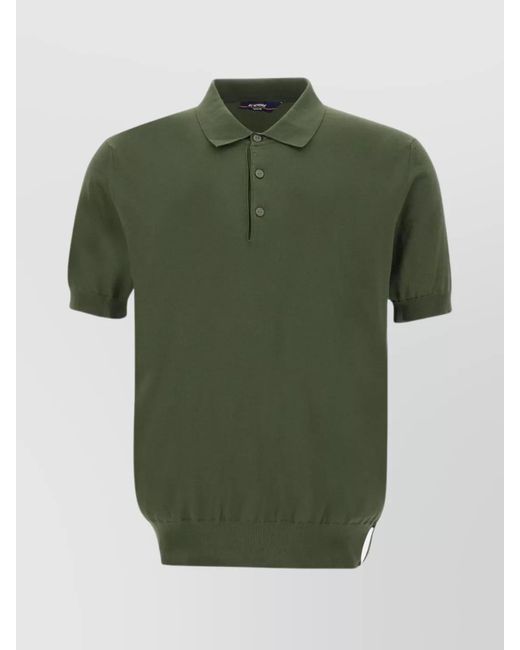 K-Way Green Ribbed Cotton Short-Sleeve Polo Shirt for men