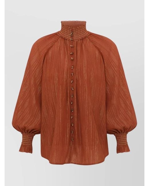 Zimmermann Brown Gathered Cold Shoulder Mini Top