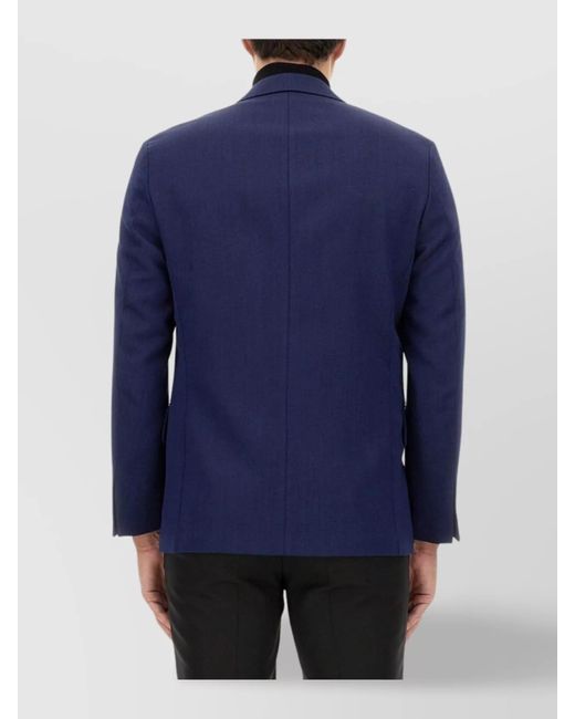 Boss Blue Virgin Wool Double-Breasted Blazer for men
