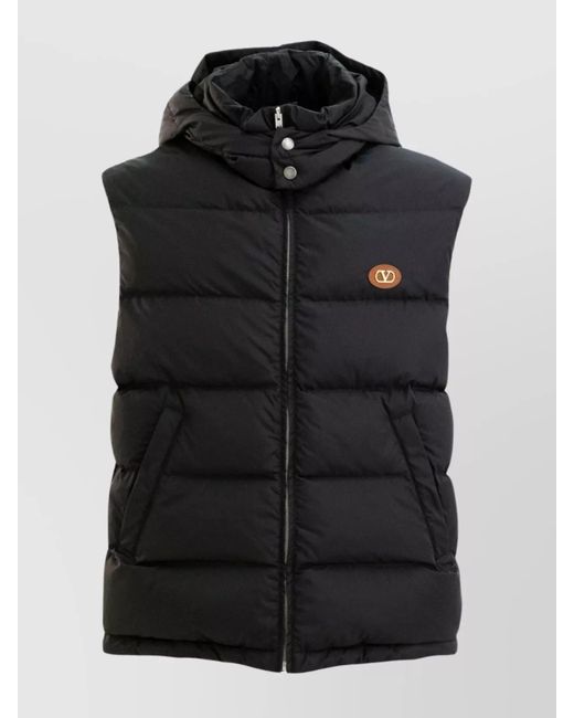Valentino Black Vlogo Signature Hooded Padded Vest for men