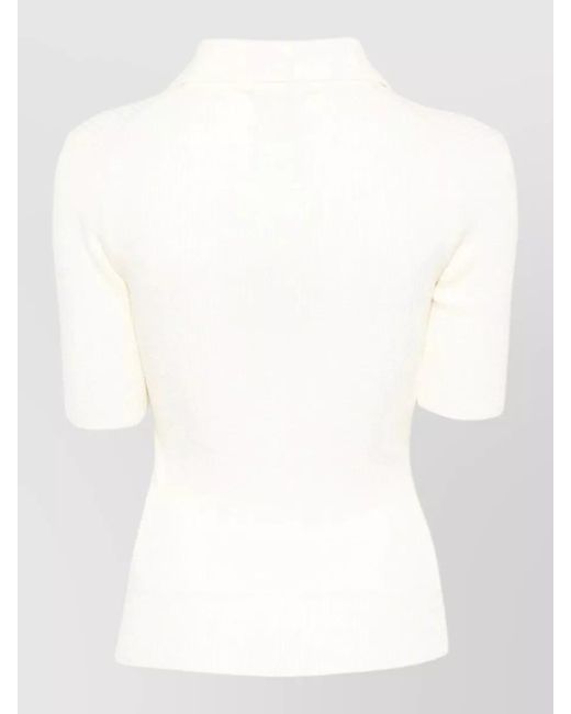 DUNST White Cotton Blend Polo Knit Short Sleeves