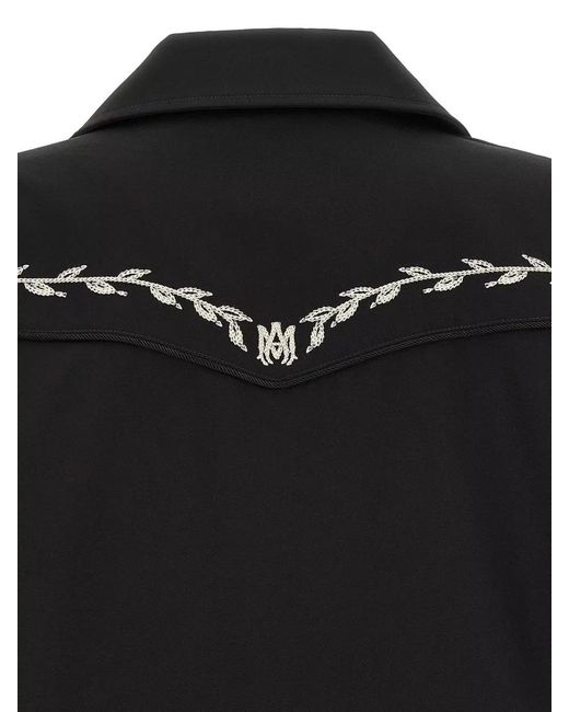 Amiri Black Embroidered Western Single-Breasted Coat for men