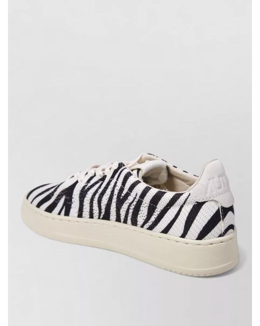Autry Metallic Knit Low Lace Up Shoes Zebra Print