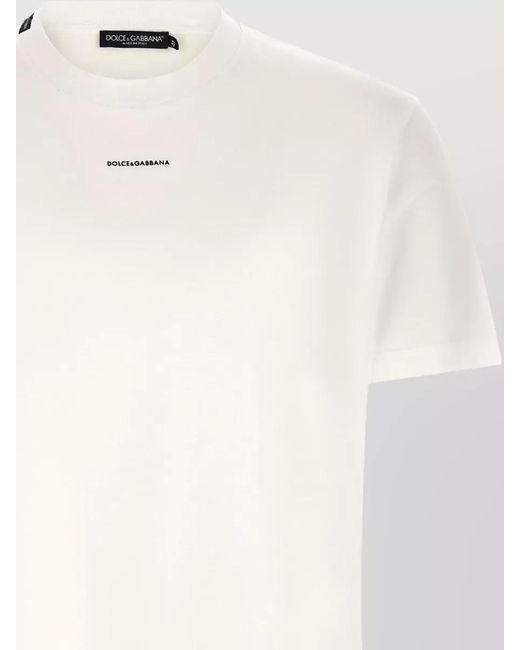 Dolce & Gabbana White Logo Detail Crew Neck Short Sleeve T Shirt for men