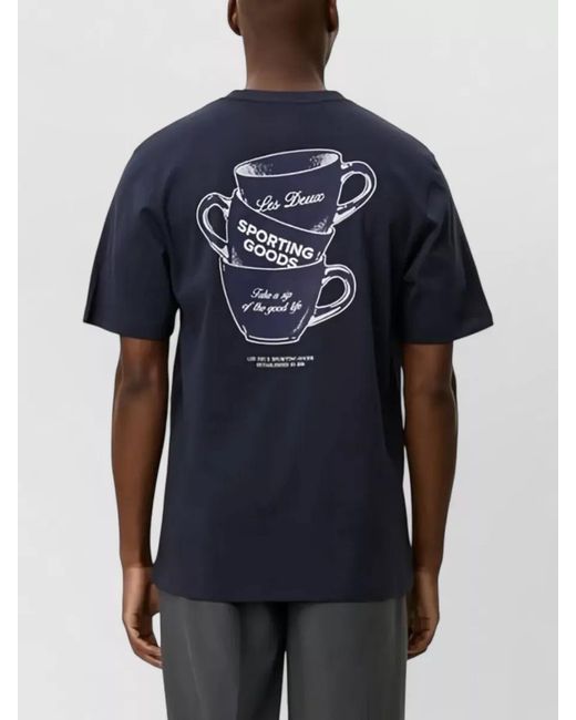 Les Deux Blue Ben Artist Graphic Crew Neck T Shirt for men