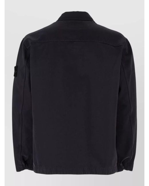Stone Island Blue Long Sleeve Jacket Featuring Chest Pocket for men