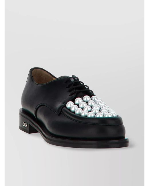 Mach & Mach Black Leather Lace-Up Shoes