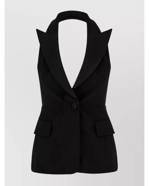 Max Mara Black Stretch Viscose Backless Vest