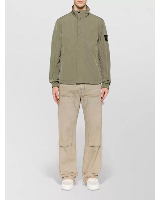 Stone Island Natural Polyester Stand Collar Zip Lightweight Jacket for men