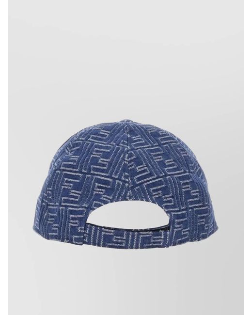 Fendi Blue Denim Logo-Pattern Baseball Cap for men
