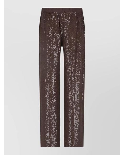 P.A.R.O.S.H. Brown Wide Leg Sequin Lounge Pants Elastic Waistband