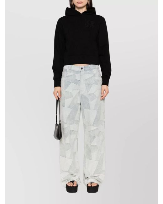 Palm Angels Black Organic Cotton Cropped Hoodie