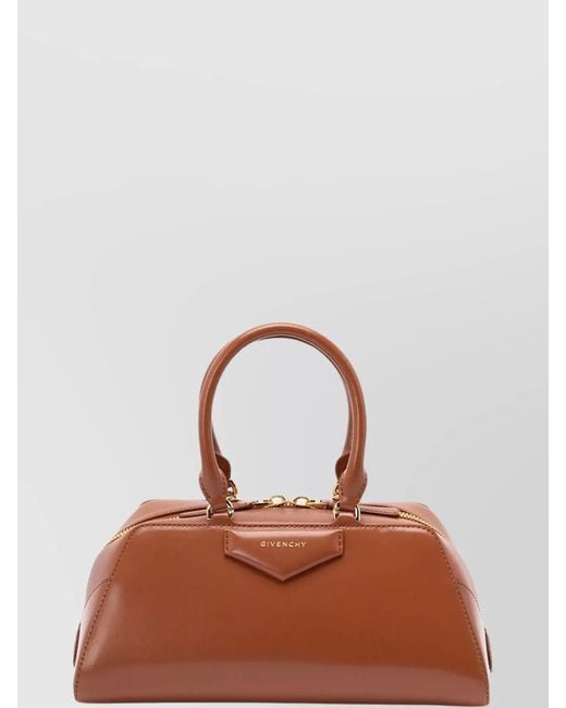 Givenchy Brown Small Leather Box Bag East-West Style