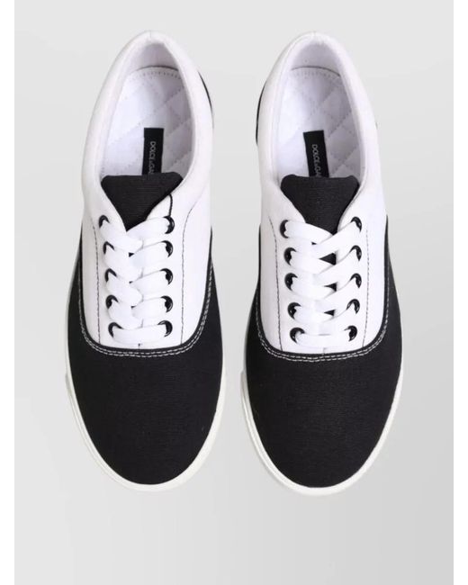 Dolce & Gabbana Black Cotton Canvas Low-Top Sneakers for men