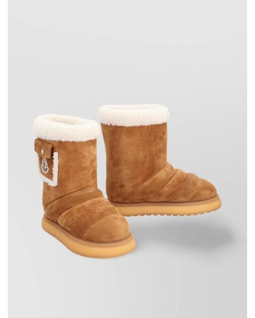 Moncler White Gaia Mid Ankle Boots With Pocket Detail