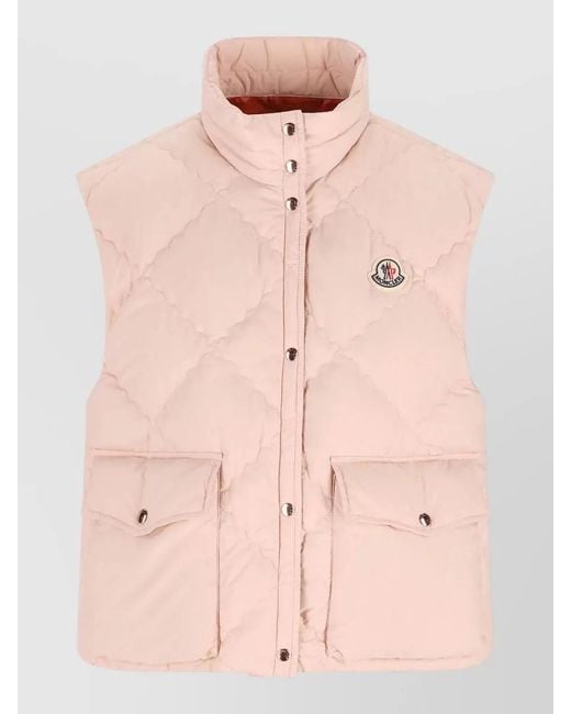Moncler Pink Micro Padded Vest Quilted Regular Fit