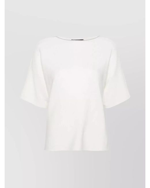 Fabiana Filippi White Cotton Fine-Knit Boat-Neck Short-Sleeve Sweater