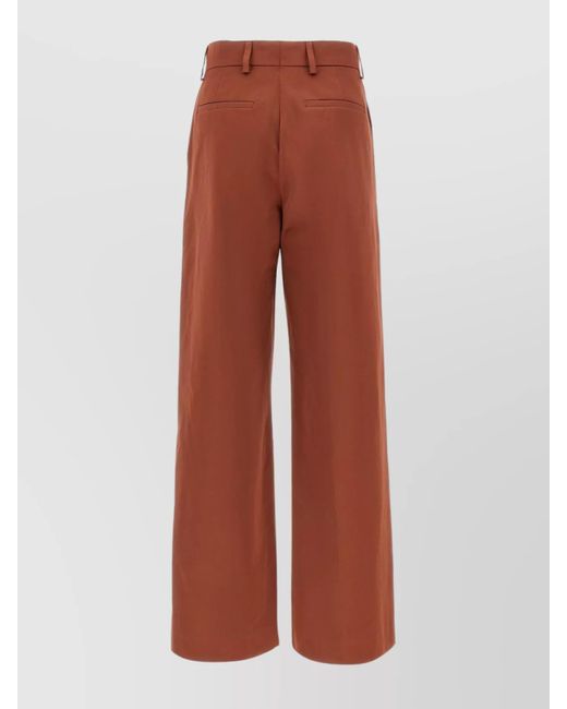 Dries Van Noten Red Silk Wide-Leg Trousers
