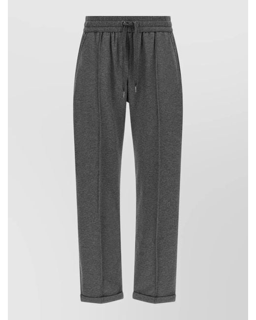 Brunello Cucinelli Gray Flared High Rise Cropped Track Joggers