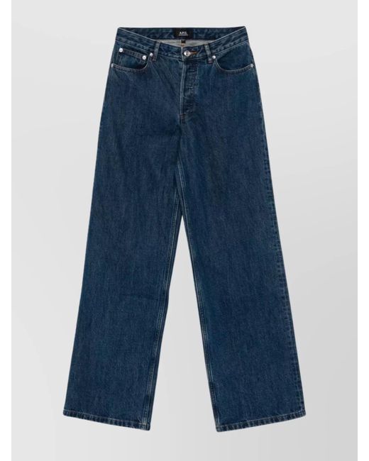 A.P.C. Blue Wide-Leg Organic Cotton Jeans