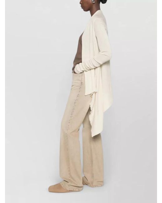 Rick Owens White Virgin Wool Ribbed Open Front Cardigan