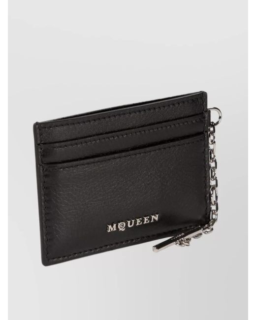 McQueen Black Leather Card Holder