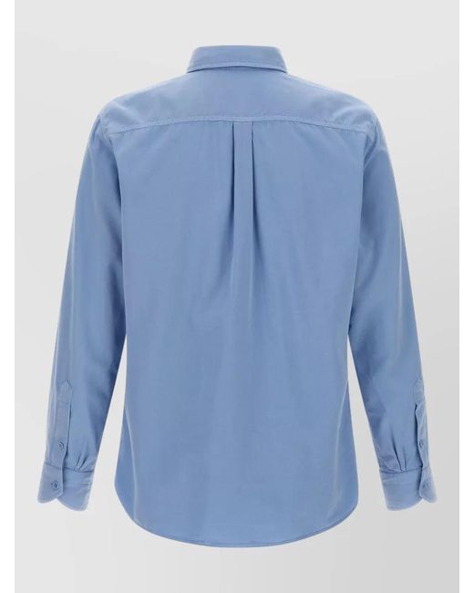 Tom Ford Blue Faille Shirt Long Sleeves Buttoned Collar for men