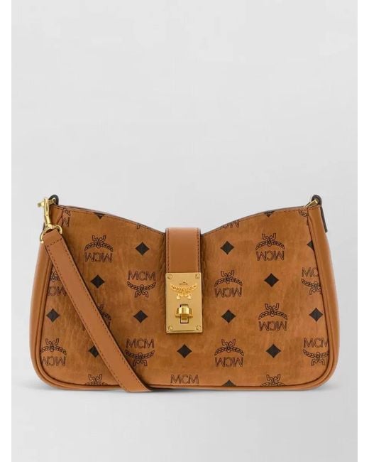 MCM Brown Canvas Tracy Crossbody Bag Adjustable Strap