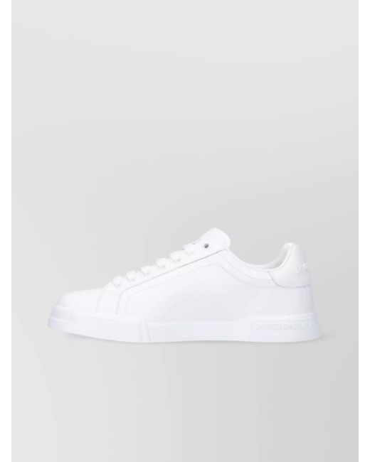 Dolce & Gabbana White Leather Portofino Low-Top Sneakers for men