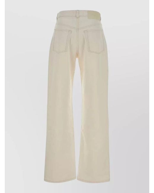 AMI White High Waist Wide Leg Denim Jeans