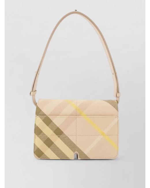 Burberry Natural Snip Shoulder Bag Synthetic Checkered Pattern